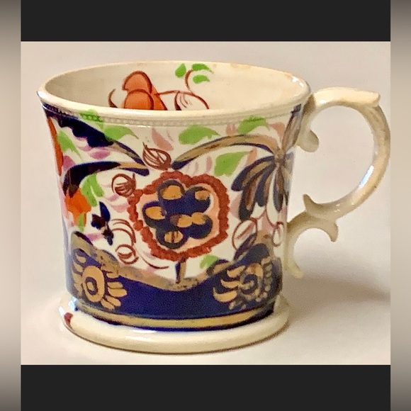 1800s Vintage Gaudy Welsh Pink Copper Lustre Sunflower Pattern Child’s Cup - Picture 1 of 10